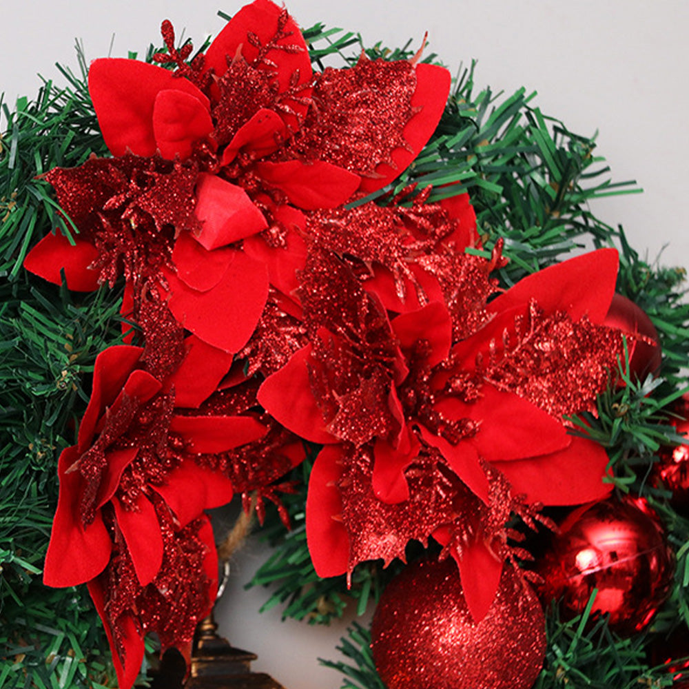 Refined Red Christmas Wreath Ornament With LED Christmas Lightings