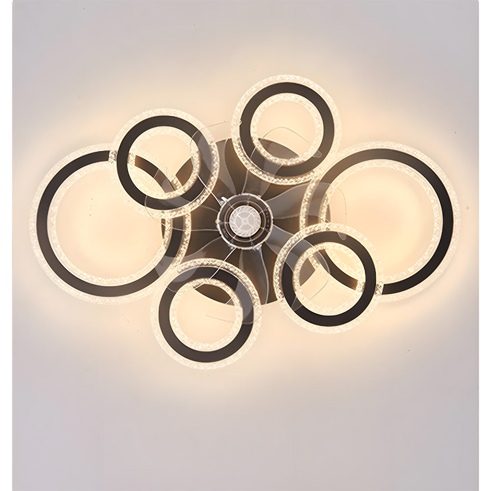 Modern Dimmable DC Motor LED Ceiling Fan with Light for Living Room Bedroom