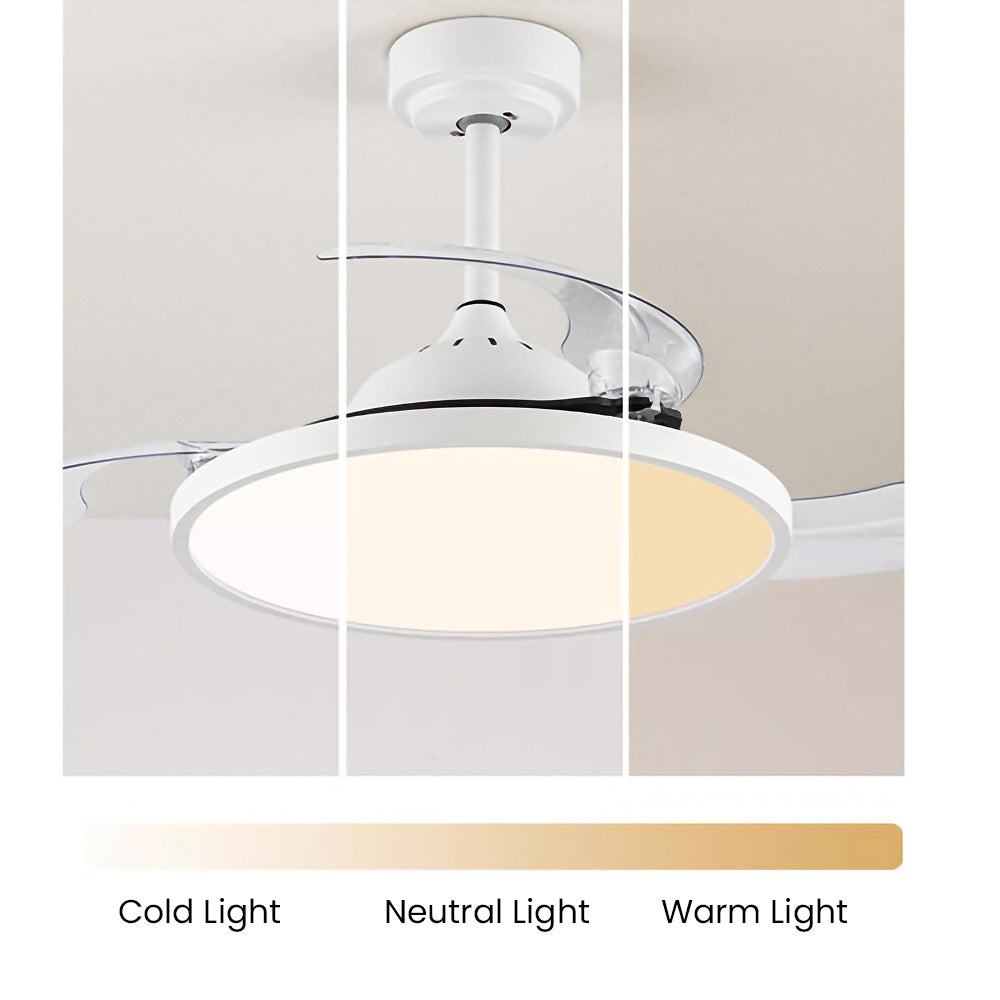 White Simple Design Flush Ceiling Fan With LED Lights