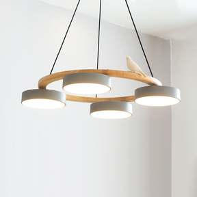 Modern Wood Bird Pendant Lights Creative LED Chandelier for Living Room, Dinning Area