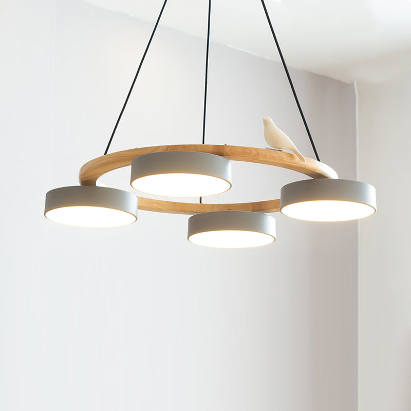 Modern Wood Bird Pendant Lights Creative LED Chandelier for Living Room, Dinning Area