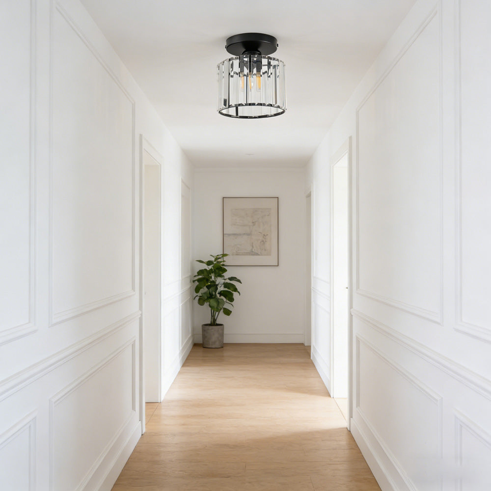 Hallway Crystal Semi-flush Mount Ceiling Lights in Black
