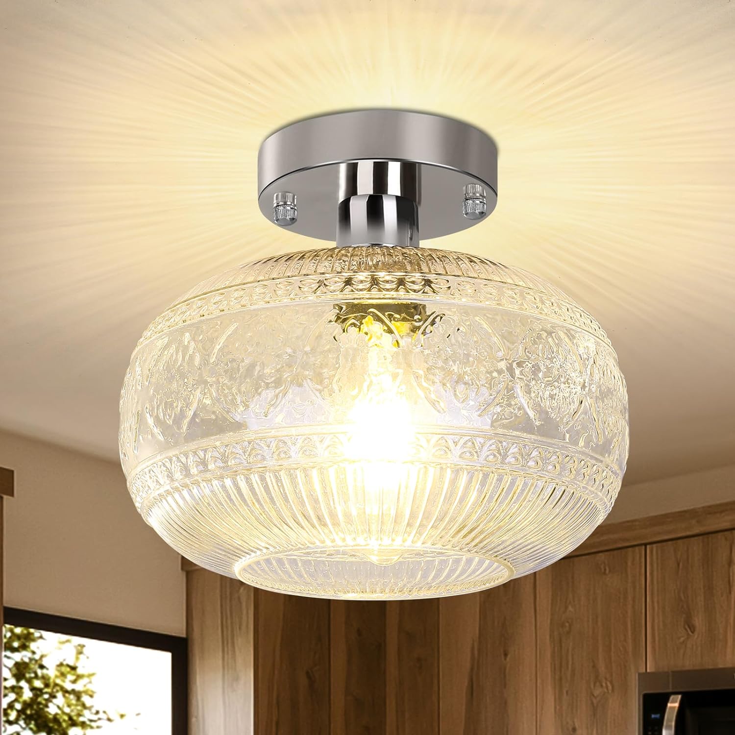 Luxury Minimalist Metal Glass Round Ceiling Light