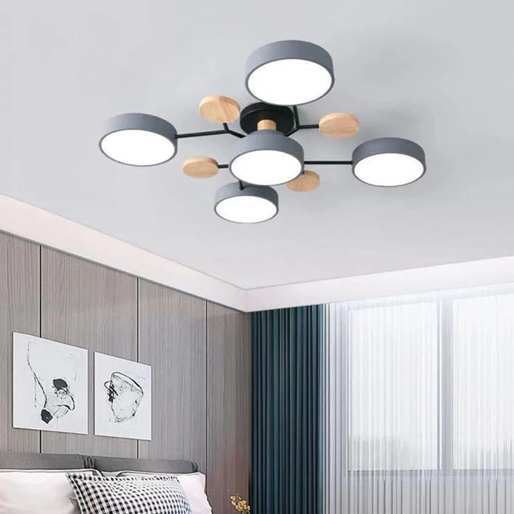 Contemporary Round Iron LED Semi-Flush Chandelier