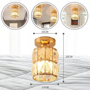 Modern Gold Glass Semi-Flush Hallway Light Fixture