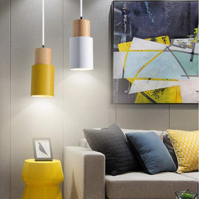 Modern Macaron Cylinder Iron Pendant Light