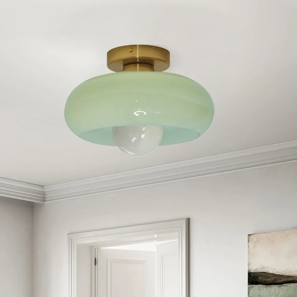 Retro Round Glass Living Room Ceiling Lights