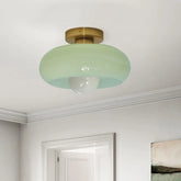 Retro Round Glass Living Room Semi Flush Ceiling Lights