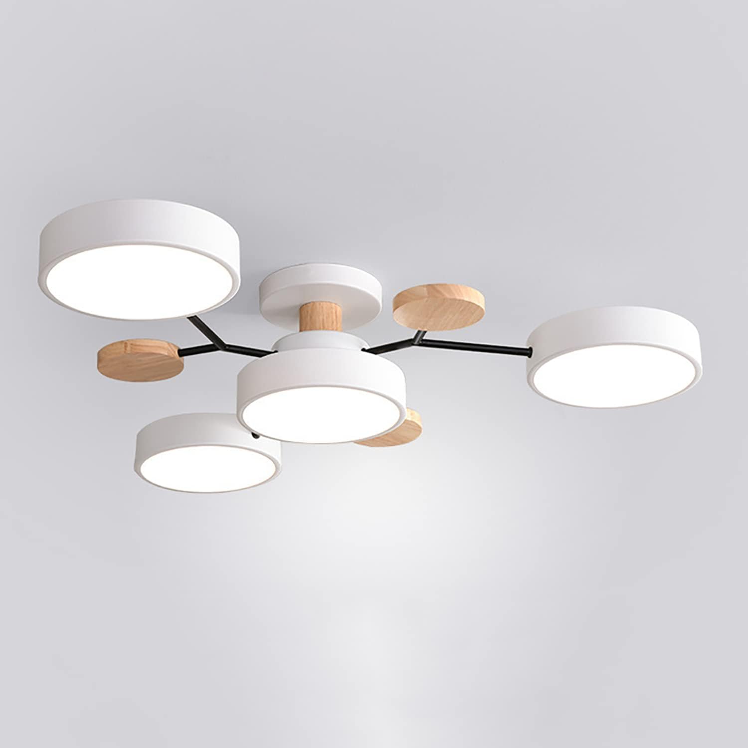 Contemporary Round Iron LED Semi-Flush Chandelier