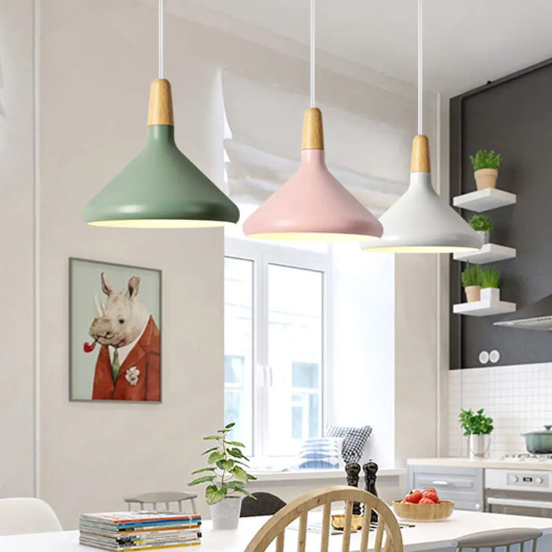 Nordic Macaron Creative Wooden Pendant Lamp
