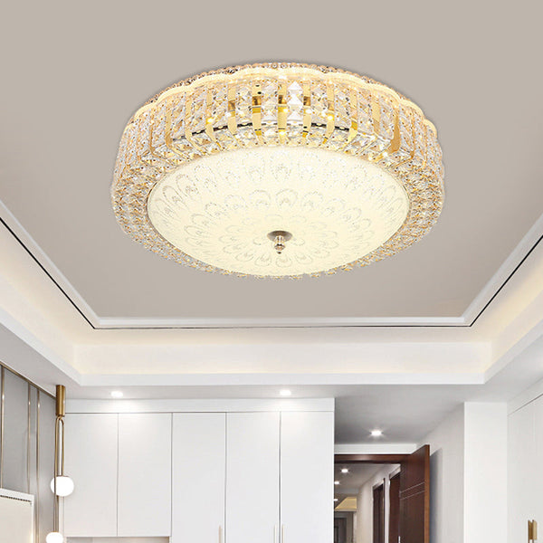 Plafonnier Crystal Luxe Rond - Lustre Moderne Pour Couloir, Chambre, Salon - Lumière Cool