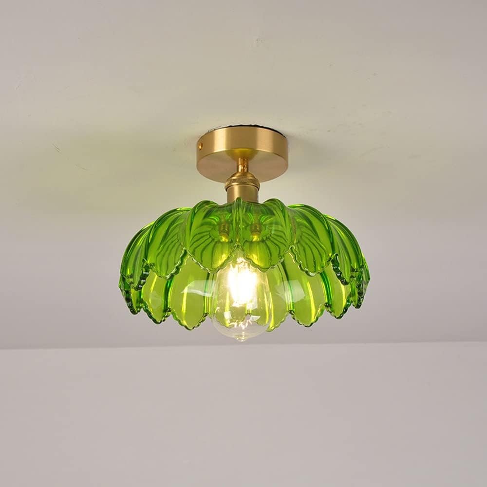 Minimalist Green Glass Semi-Flush Ceiling Light