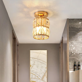 Modern Gold Glass Semi-Flush Hallway Light Fixture