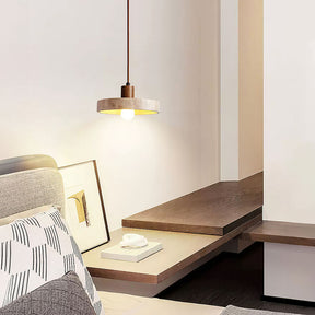 Minimalist Wood Stone Living Room Pendant Light