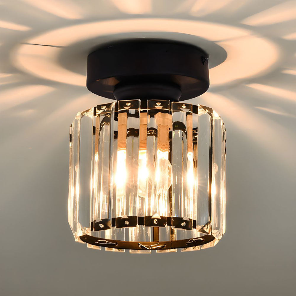 Modern Simplicity Clear Striped Glass Shade Ceiling Light