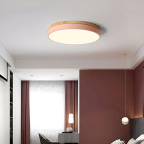 Wooden Round Shape Flush Ceiling Lights For Living Room