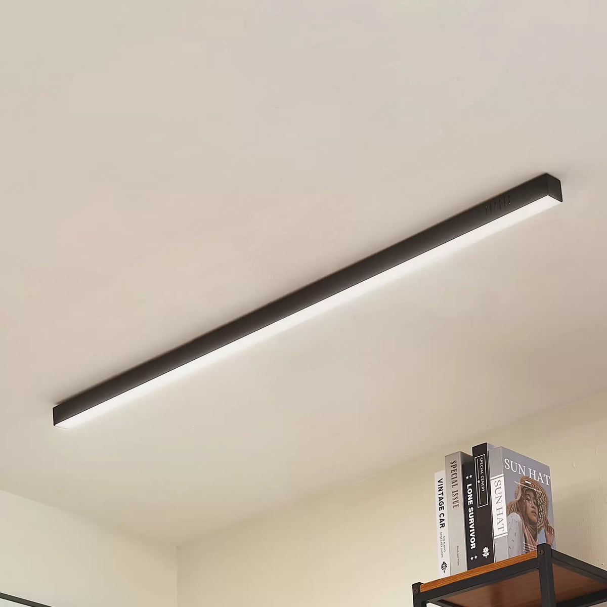 Black Sleek Long Strip Aluminum Living Room LED Ceiling Lights