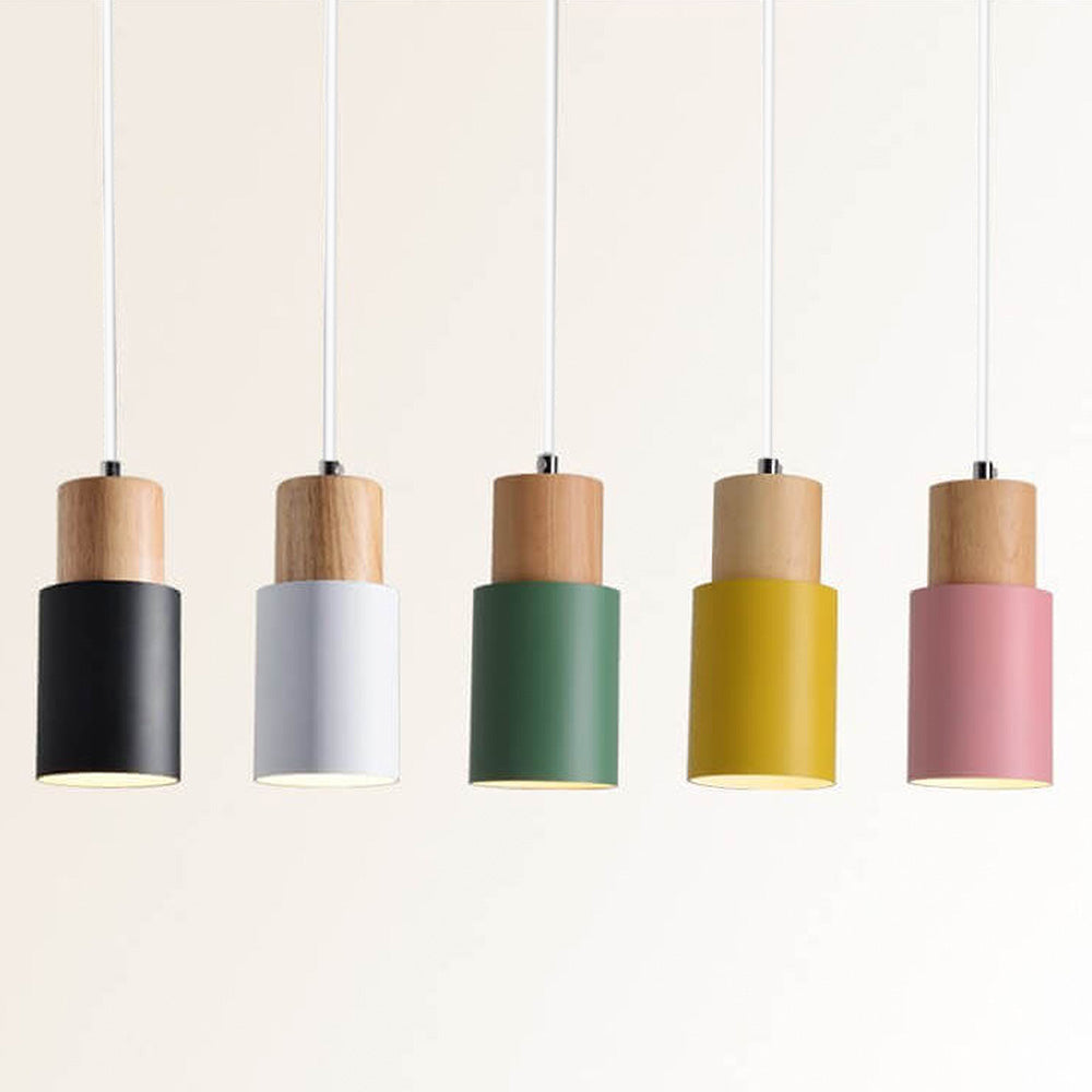 Modern Macaron Cylinder Iron Pendant Light