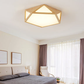 Rustic Dimmable Wood LED Ceiling Lights For Bedroom