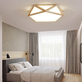 Rustic Dimmable Wood LED Ceiling Lights For Bedroom