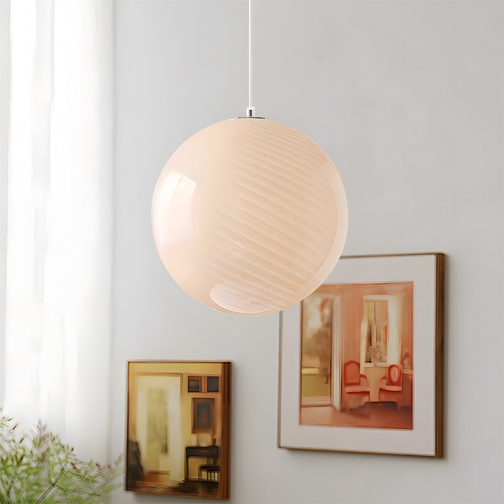 Art Deco Candy Pendant Light with Glass Shade