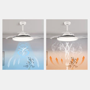 White Simple Design Flush Ceiling Fan With LED Lights