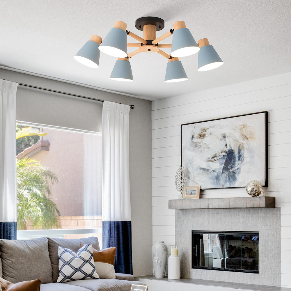 Wooden Close to Ceiling Lamps for Living Room