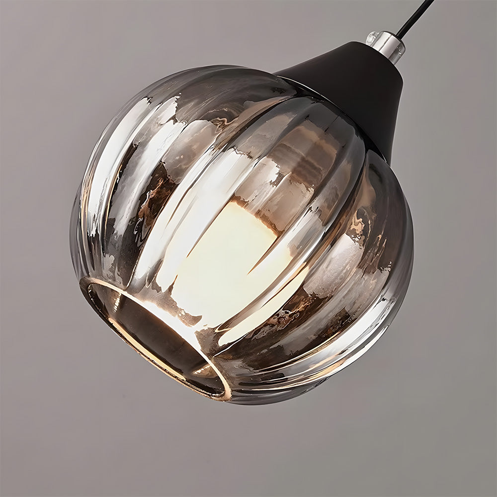 Modern Black Ribbed Glass Easy Fit Lamp Shade for Bedroom Living Room