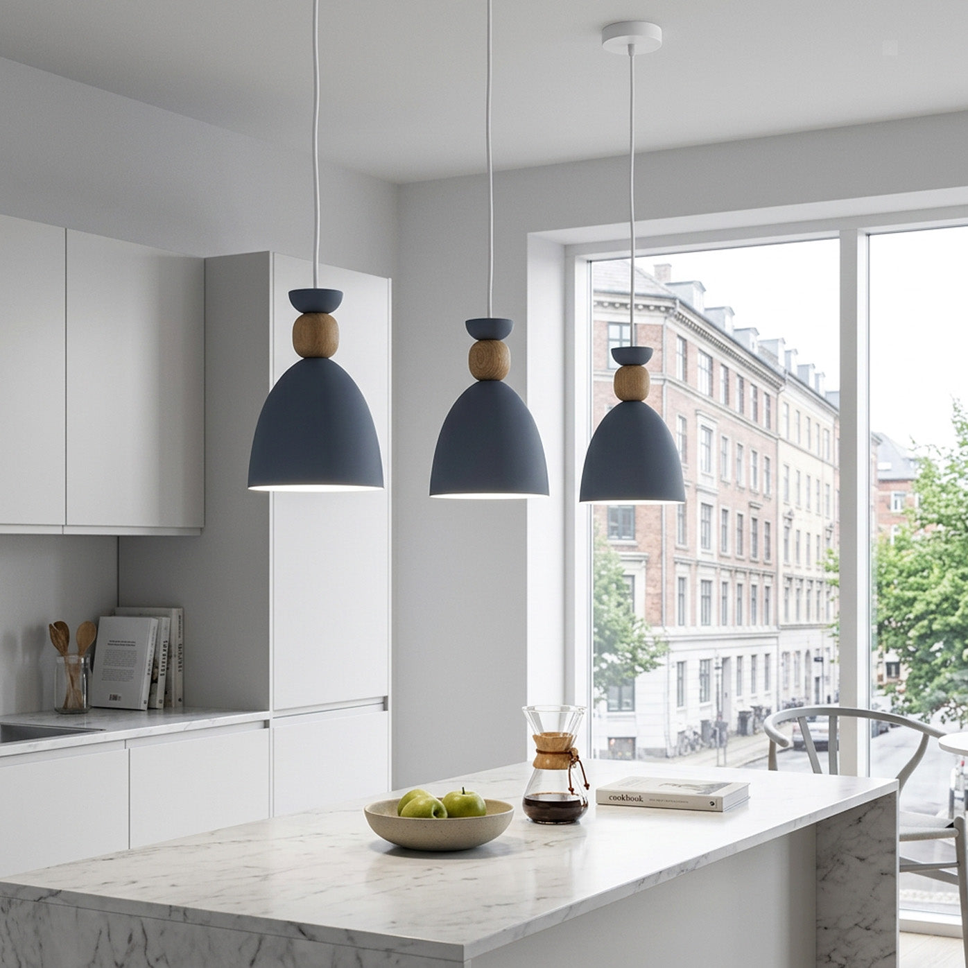 Nordic Wooden Metal Pendant Light Fixture for Kitchen Island