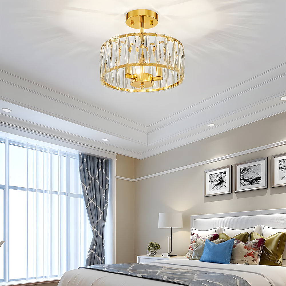 Crystal Semi Flush Mount Ceiling Light Fixture