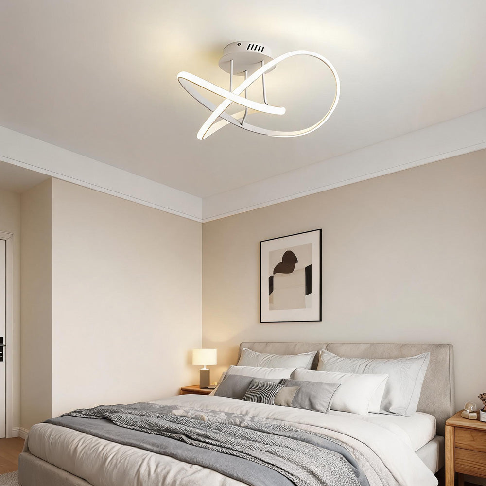 Modern LED Spiral Semi Flush Mount Ceiling Light for Living Room Hallway Kitchen