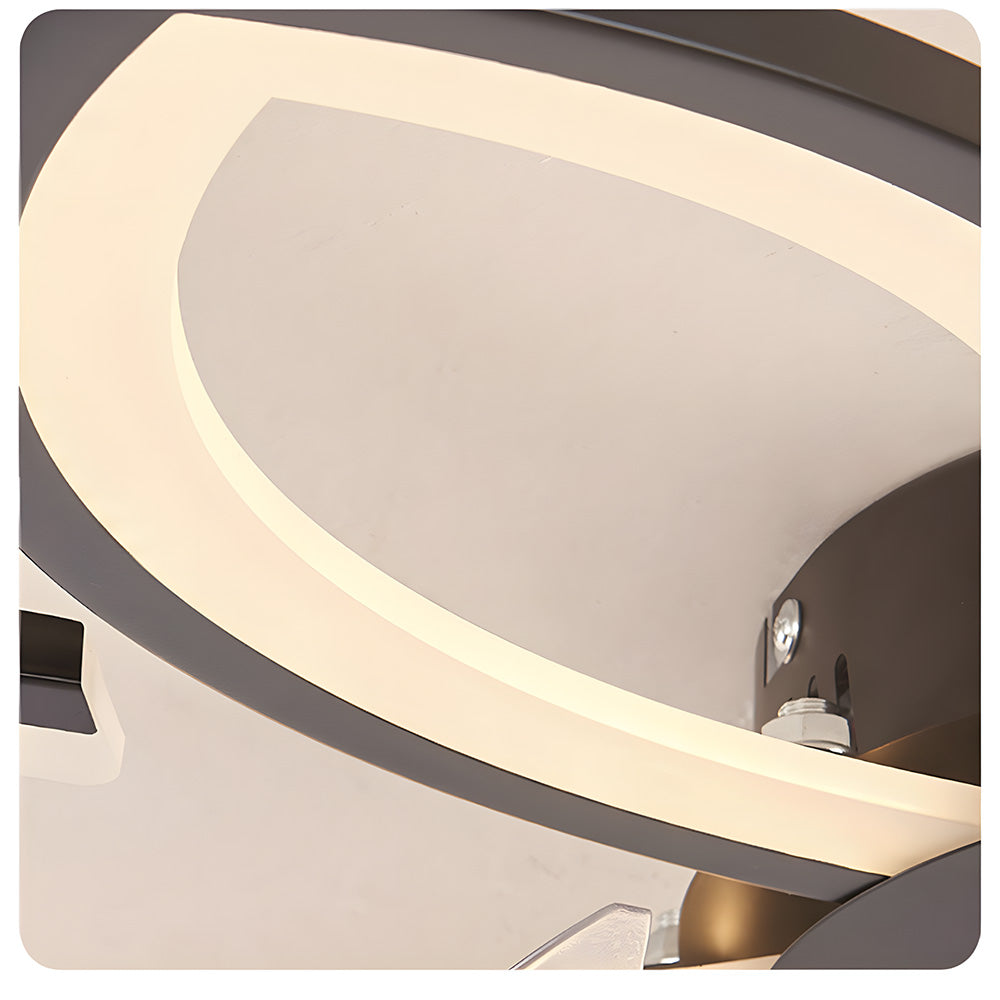 Modern Low Profile Flush Ceiling Fan with Lights, Dimmable, 6-Speed