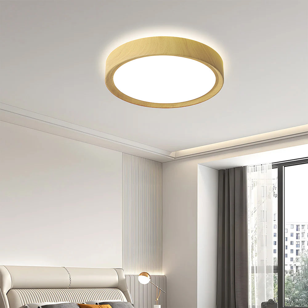 Modern Minimalist Round Wood Colour Iron LED Ceiling Lights