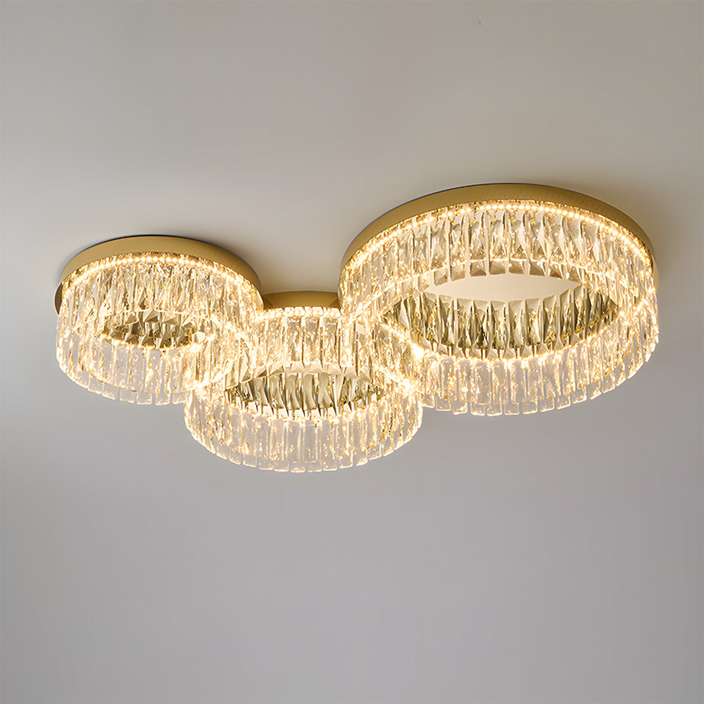 Modern Round Luxury Crystal Flush Ceiling Lights for Living Room