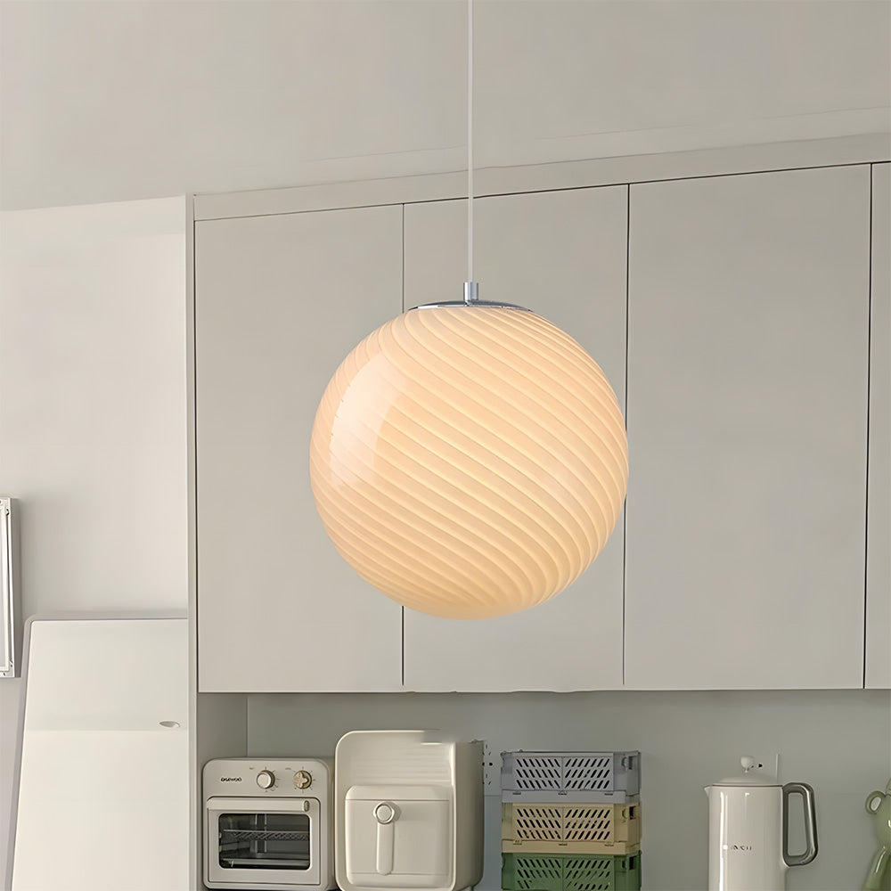 Art Deco Candy Pendant Light with Glass Shade