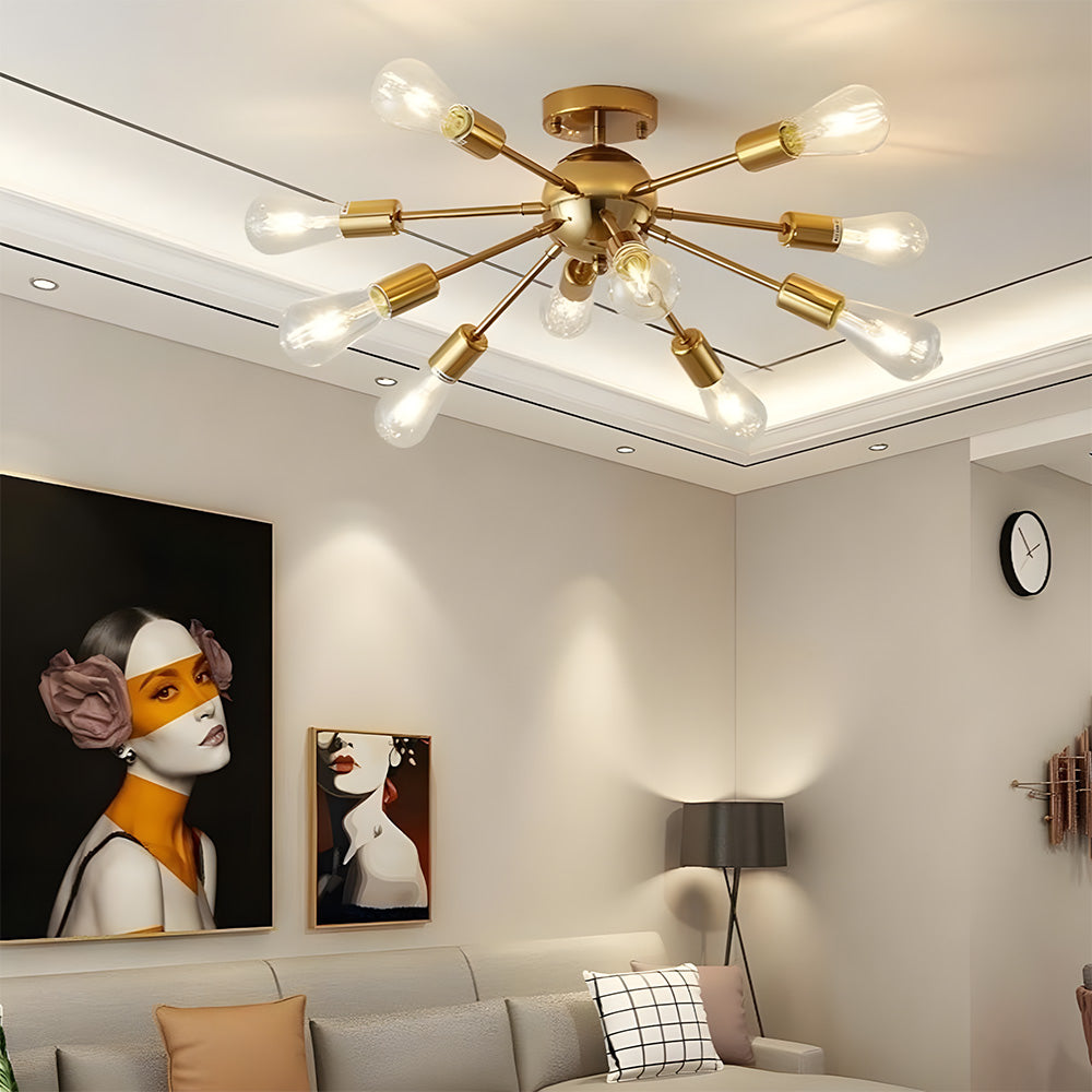 Semi Flush Sputnik Matte Ceiling Light for Dining Room Kitchen