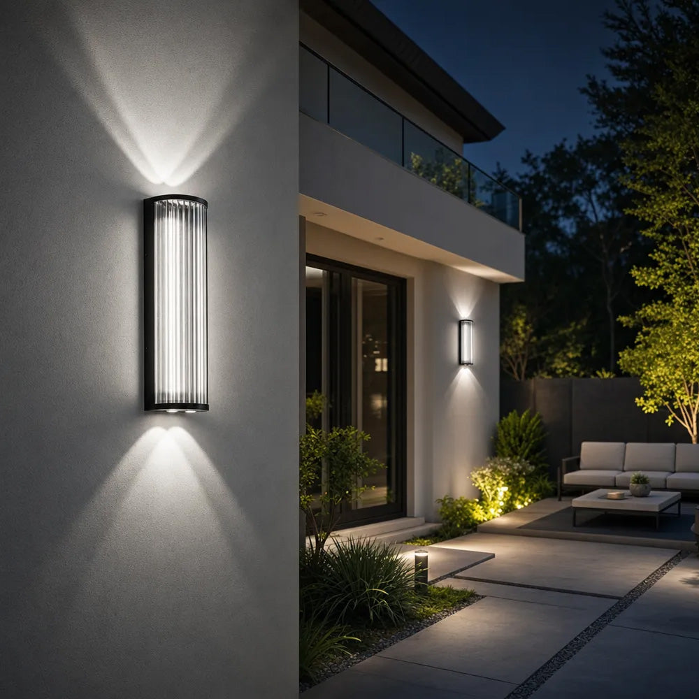 Modern Vertical Glass Stainless Steel Outdoor Wall Lights for Patio Garden