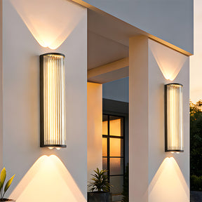 Modern Vertical Glass Stainless Steel Outdoor Wall Lights for Patio Garden