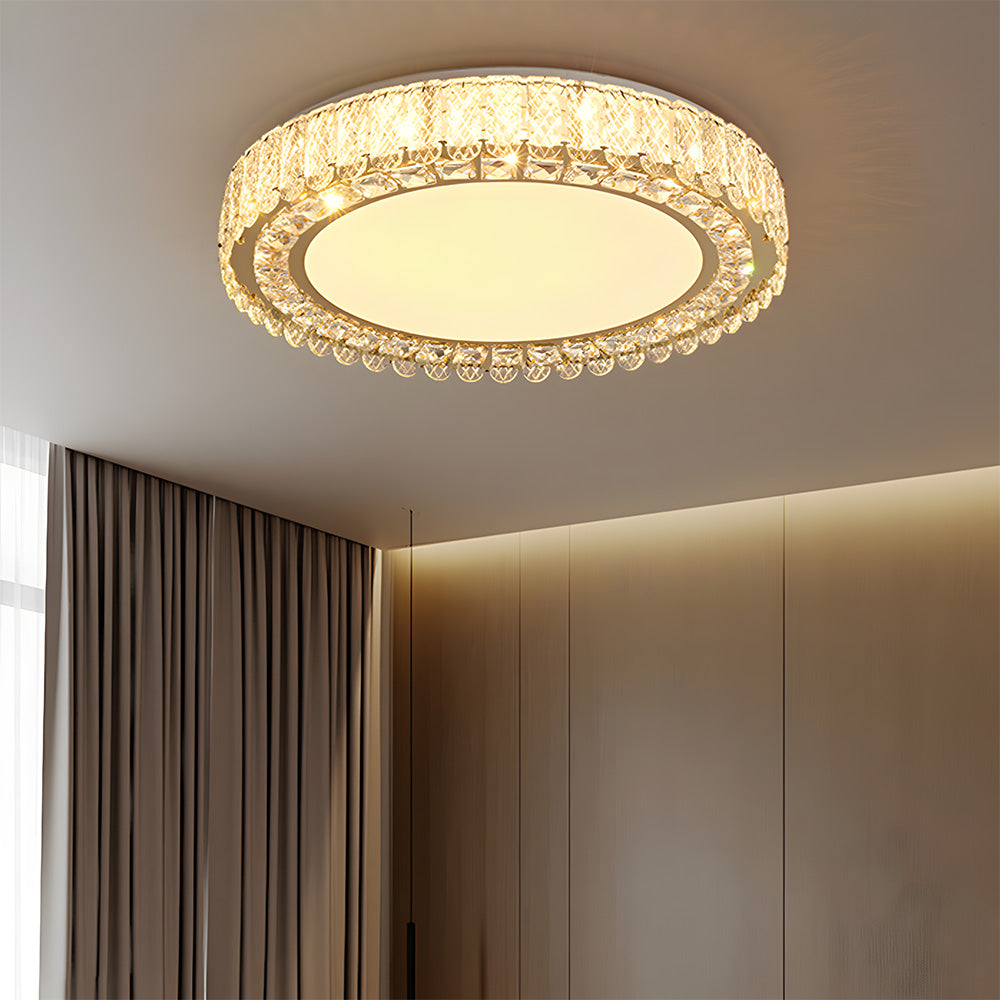 Luxury K9 Crystal Flush Mount Ceiling Light Fixture Compatible with Bedroom Living Room Kitchen