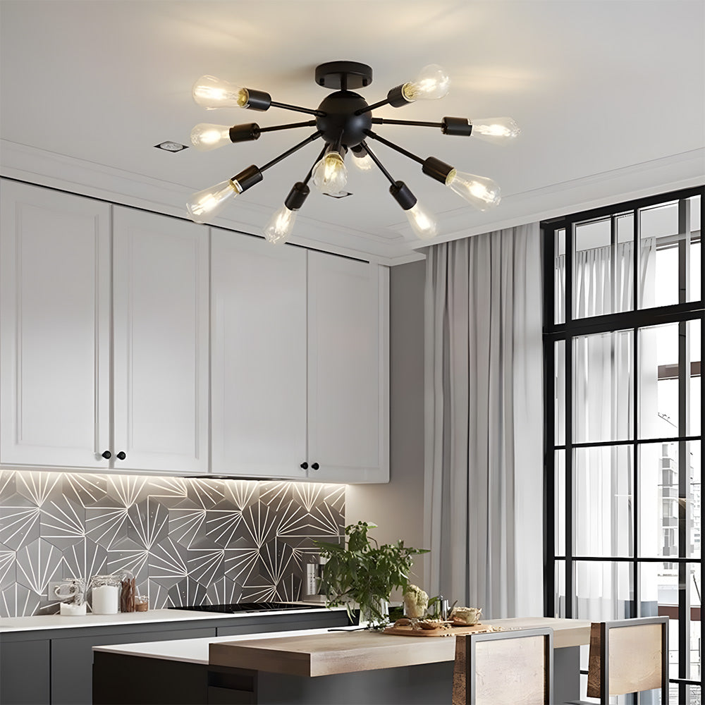 Semi Flush Sputnik Matte Ceiling Light for Dining Room Kitchen