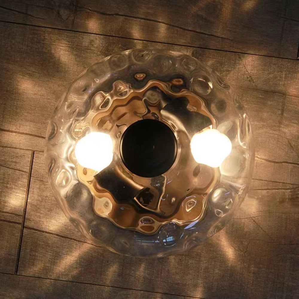 Modern Luxury Hammered Glass Flush Mount Ceiling Light for Entryway
