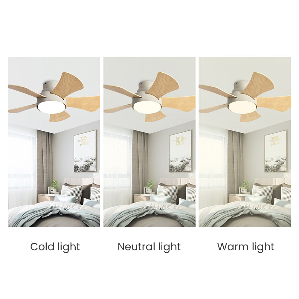 Contemporary Wood Semi-Flush Ceiling Fan With Lighting