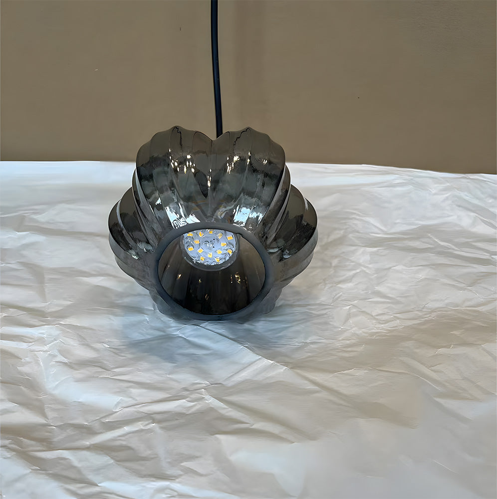 Modern Black Ribbed Glass Easy Fit Lamp Shade for Bedroom Living Room