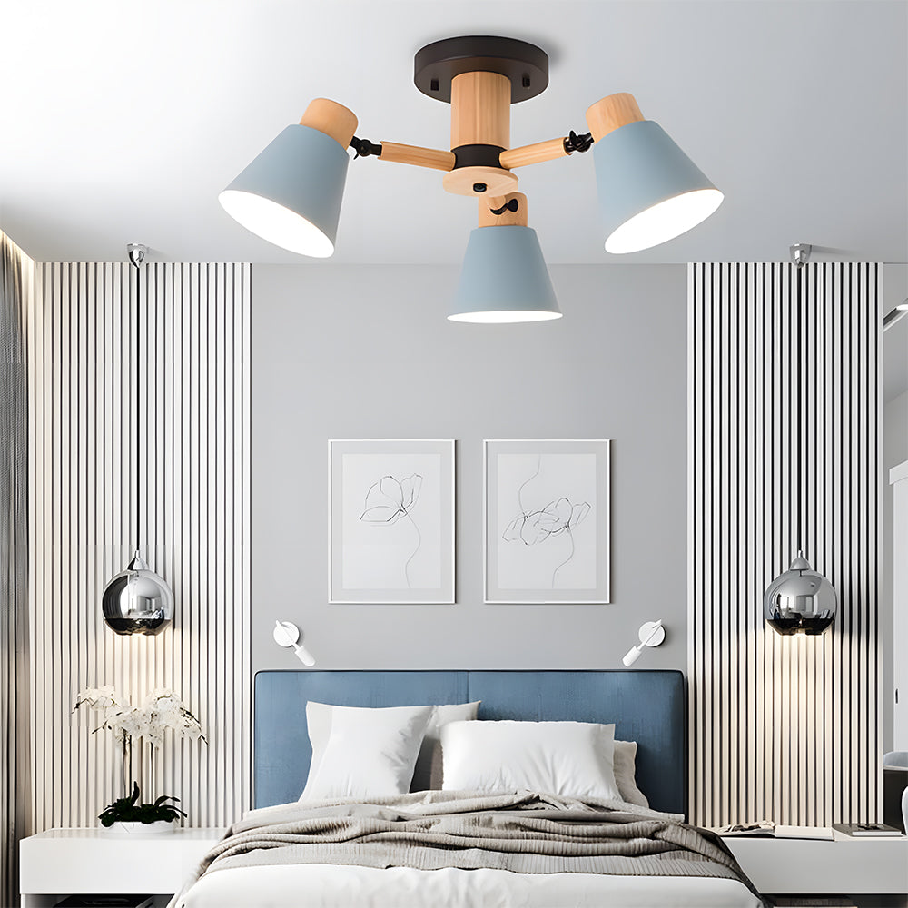 Wooden Close to Ceiling Lamps for Living Room