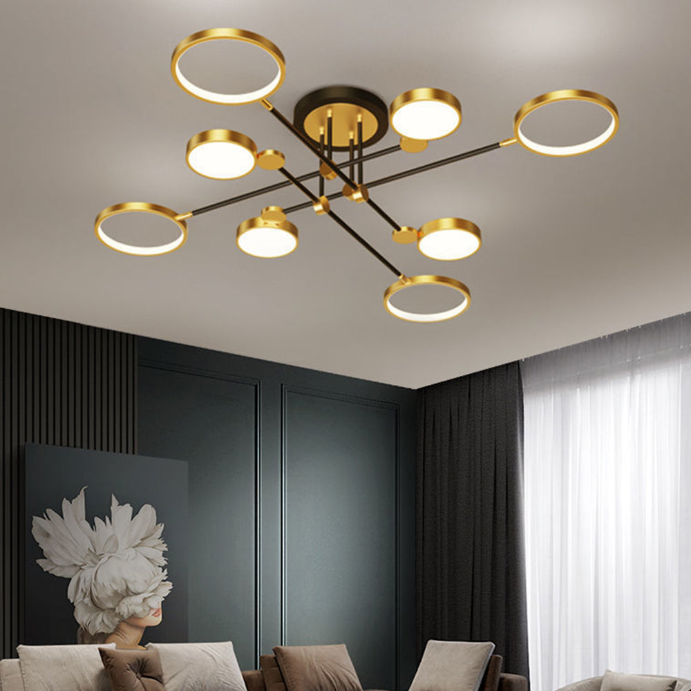 Multi Rings LED Gold and Black Bedroom Ceiling Light