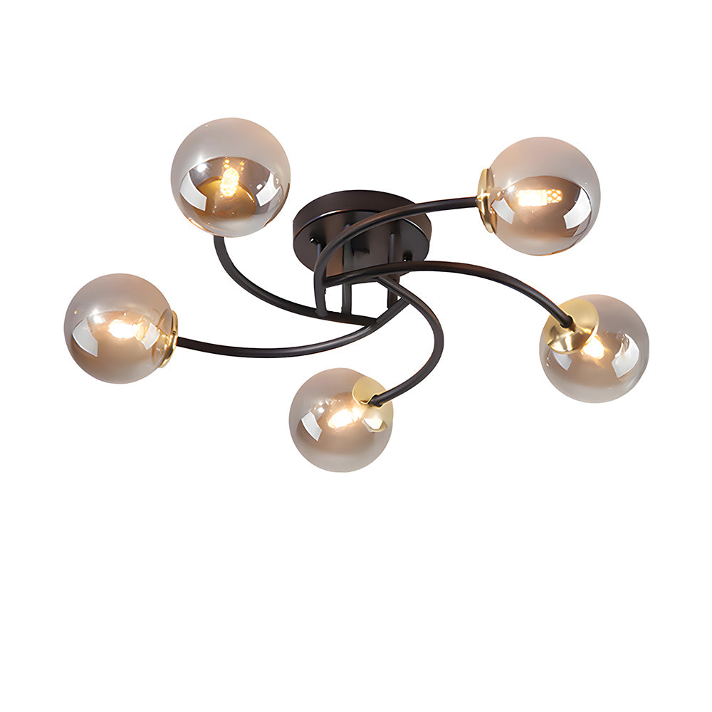 Modern Iron Glass Flush Mount Ceiling Light for Living Room