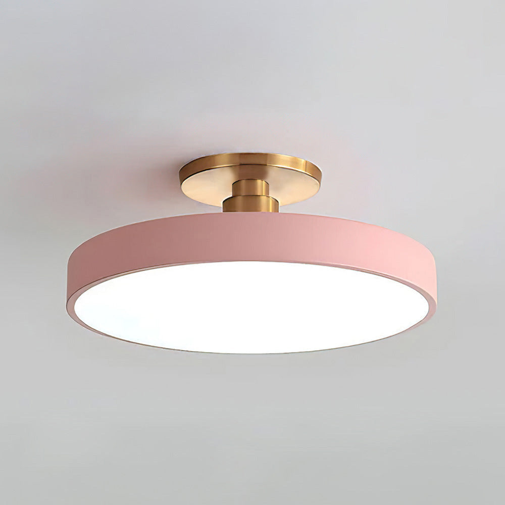 Set of 2 Circular LED Dimmable Semi Flush Ceiling Light For Bedroom
