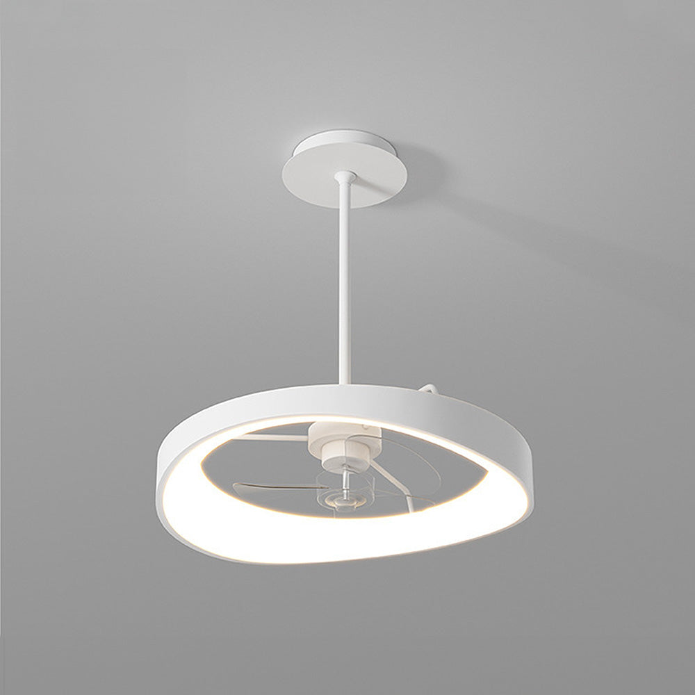 Minimalism Iron White Ceiling Fan With Light