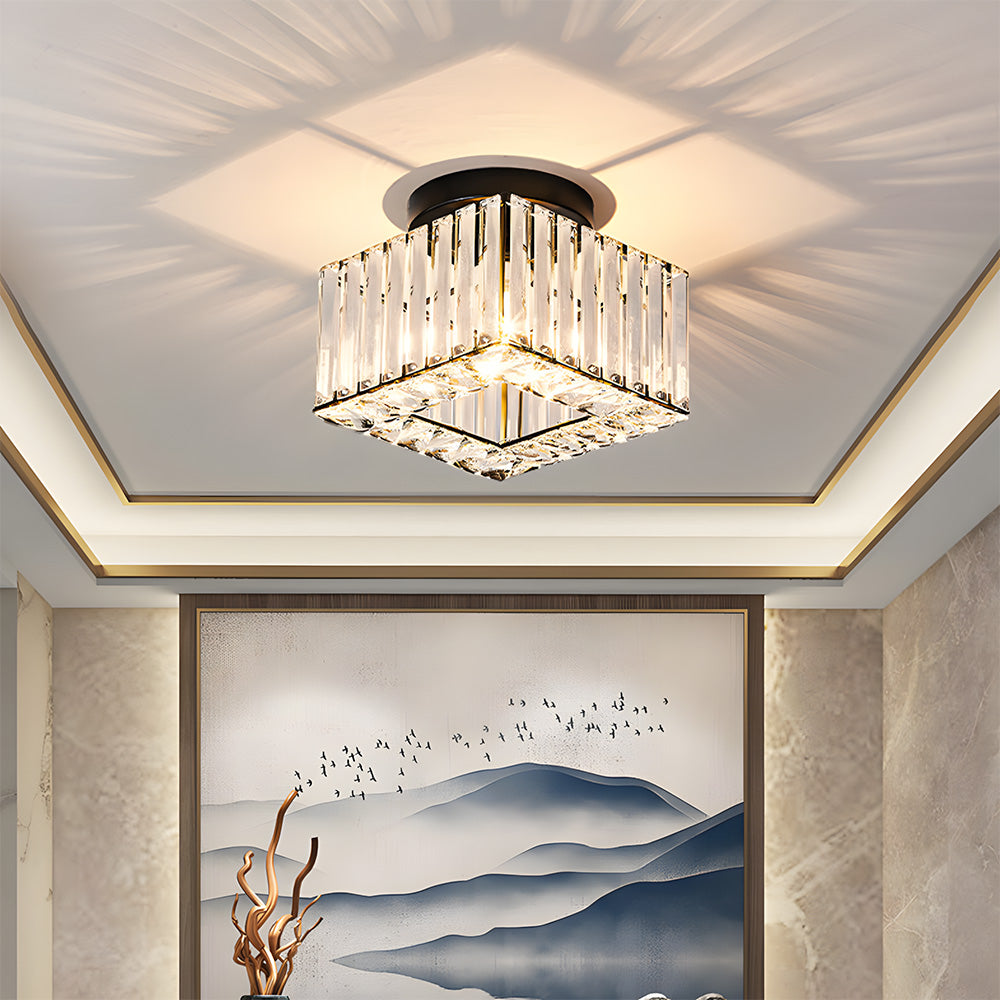 Crystal Semi Flush Mount Ceiling Light for Hallway 23cm E27