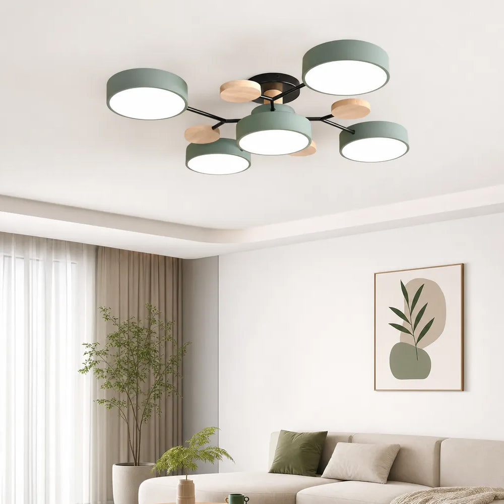Aria Nordic Wood Flush Mount Ceiling Light